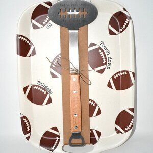 Mud Pie Circa Tailgate Football Tray With Spatula #40700825 NWT Details: Set inc